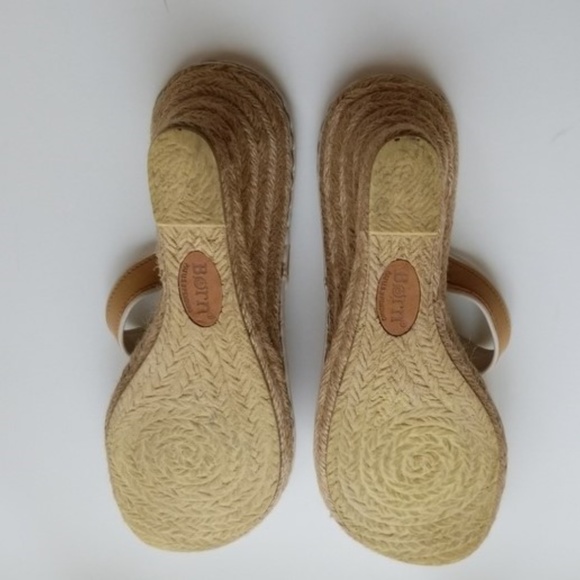 Born Drilles Tan Leather Wedge Sandals 9 - Picture 4 of 7